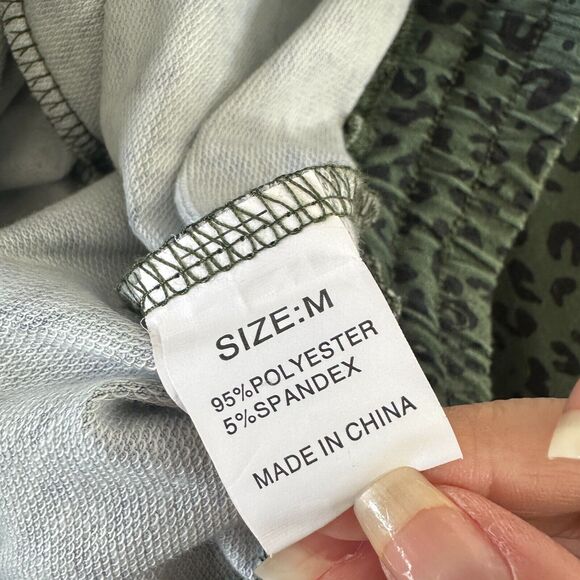 Green and Black Leopard Print Relaxed Fit Draw String Joggers Sweat Pants Medium - Picture 14 of 15